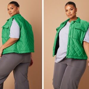 NWT Diamond Quilted Puffer Vest! 2 Front Flap Pockets. Snap Buttons. Collar. PLT